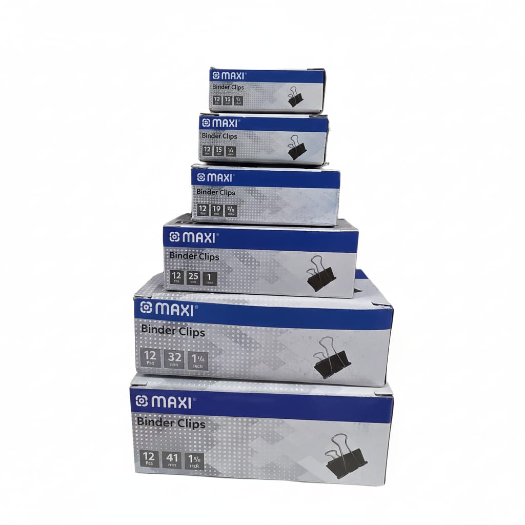 Maxi Metal Binder Clips, Box of 12 PC, Classic Black