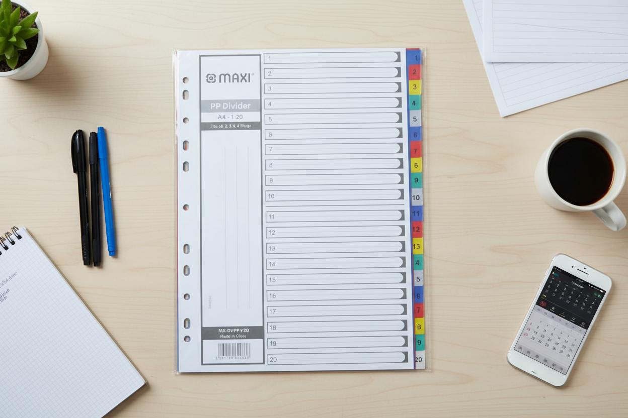 Maxi PP Divider, A4, 20 Colour Dividers