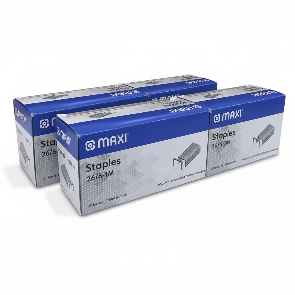 Maxi Stainless Steel Staples, 26/6, 20 Box of 1000 pcs