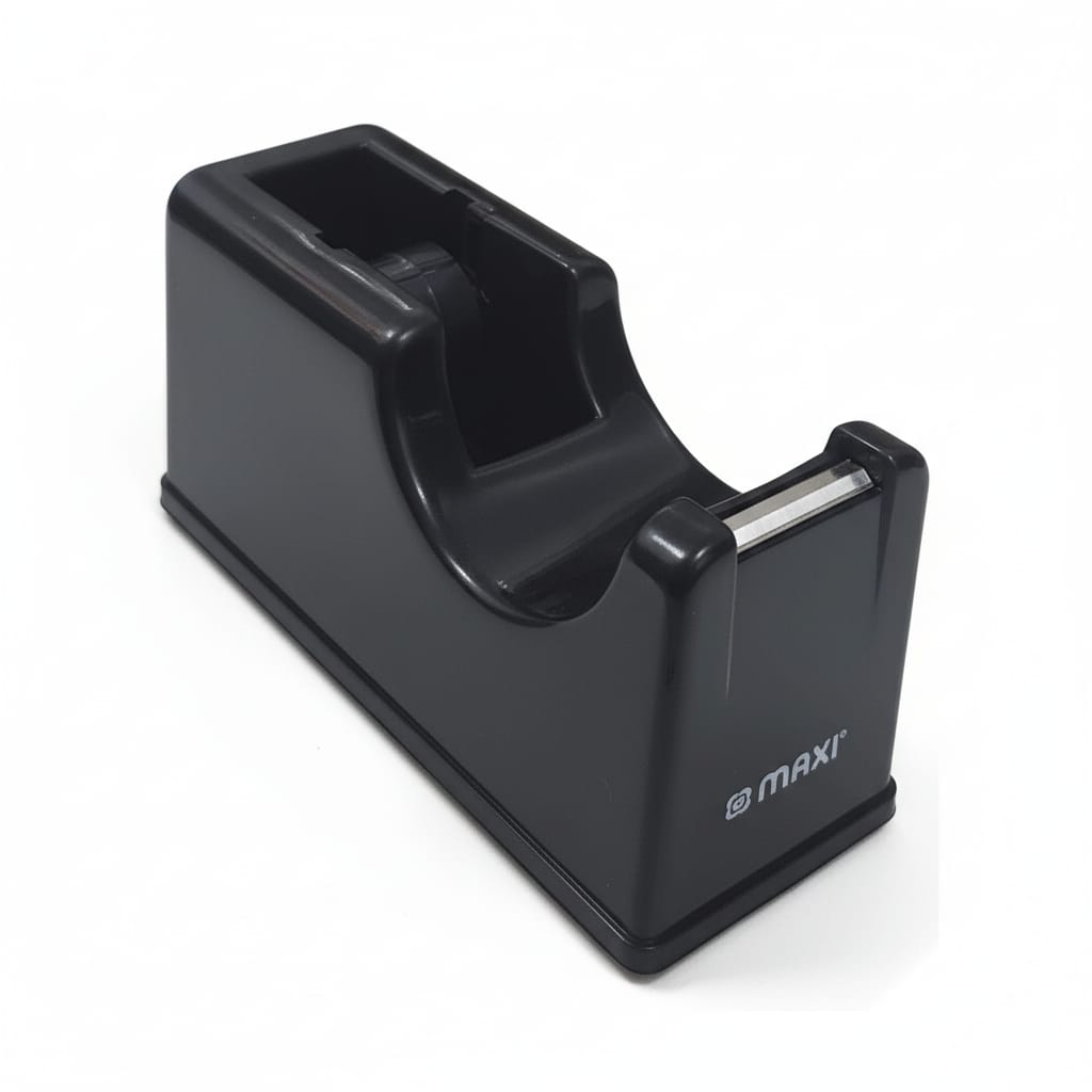 Maxi Tape Dispenser, 19mm, Plastic, Non-skid Base, Enables One Handed Dispensing, Black