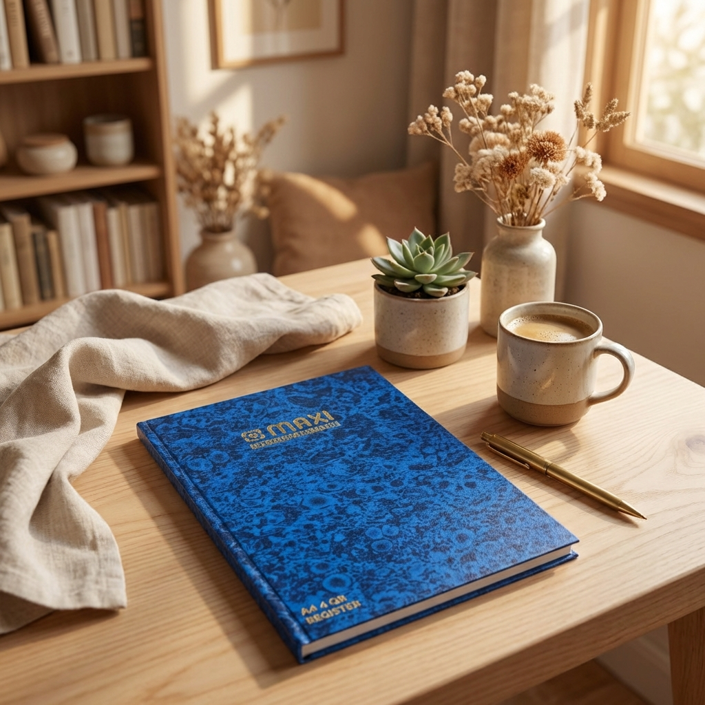 Maxi Register Book A4 4 QR, 60GSM, 192 Sheets, Classic Blue