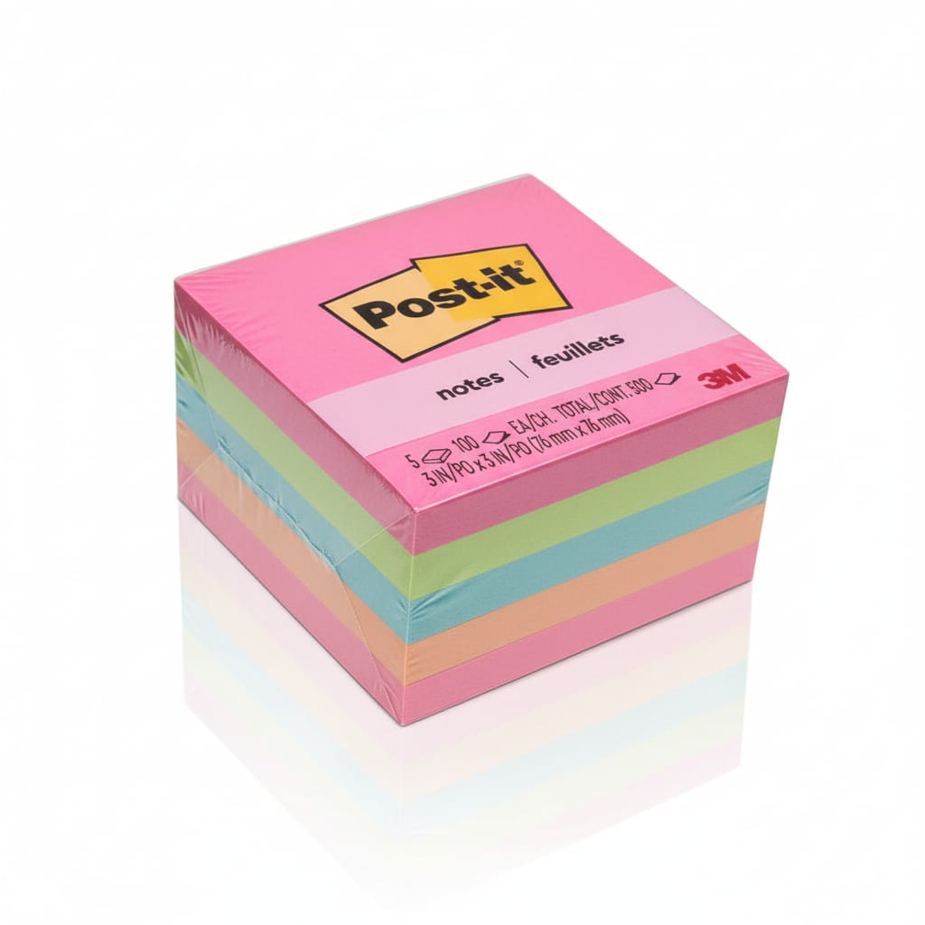 3M Post-it Sticky Notes, 3"x3", 500 Sheets, Assorted Colors