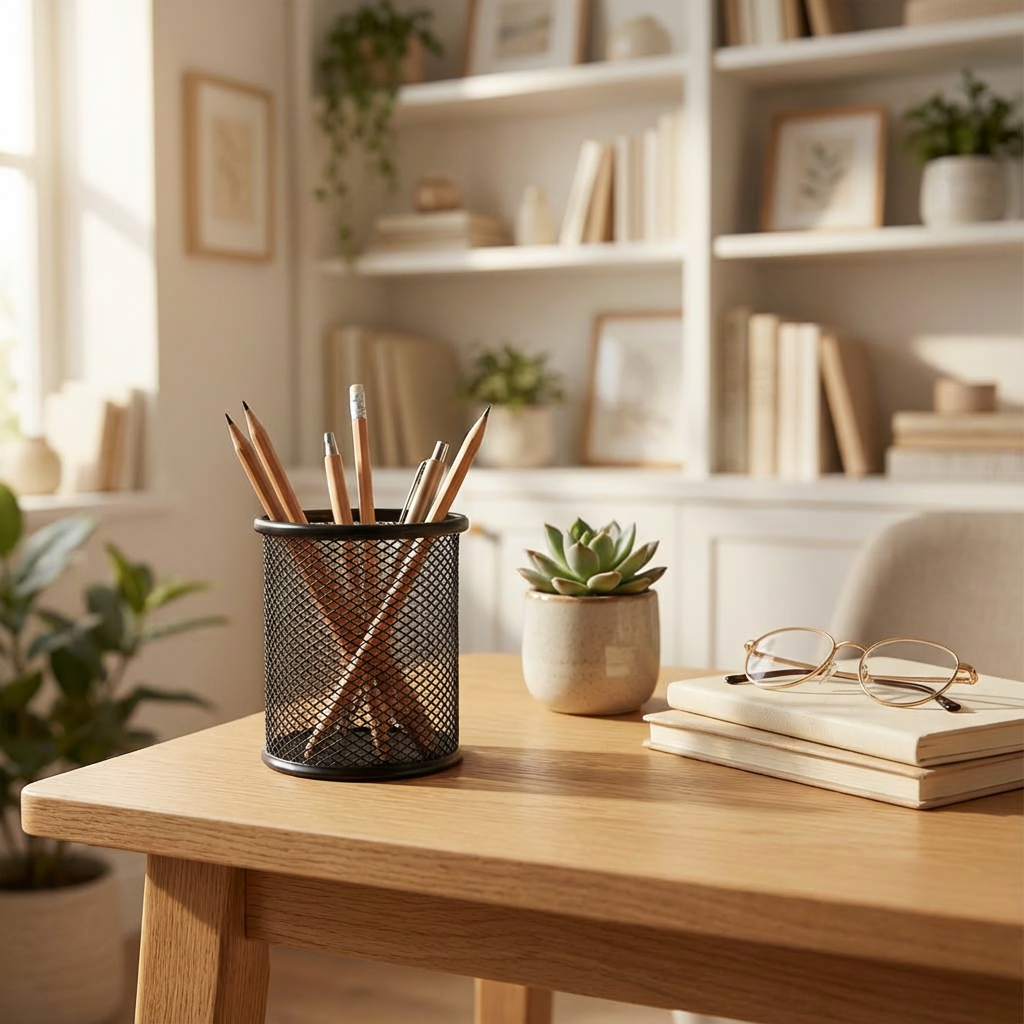 LP Pen Holder, Metallic Mesh, Black