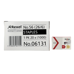 Rexel Staples, Size 56, Compatibility with 26/6 Stapling Machines, Stainless Steel, 20 Boxes of 1000 pcs