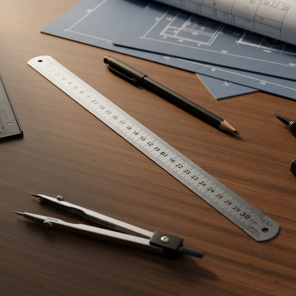 Metal Ruler 30cm / 12", Stainless Steel, Corrosion Resistant, Lightweight