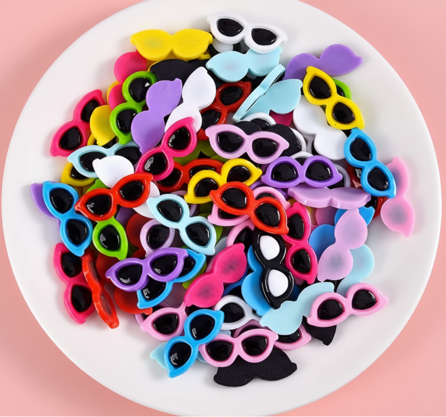 Multimate Mini Sunglass Flatback Embellishments for Crafts, Pack of 10, Assorted Colours
