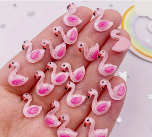 Multimate Mini Pink Flamingo Flatback with Rhinestones, Pack of 30