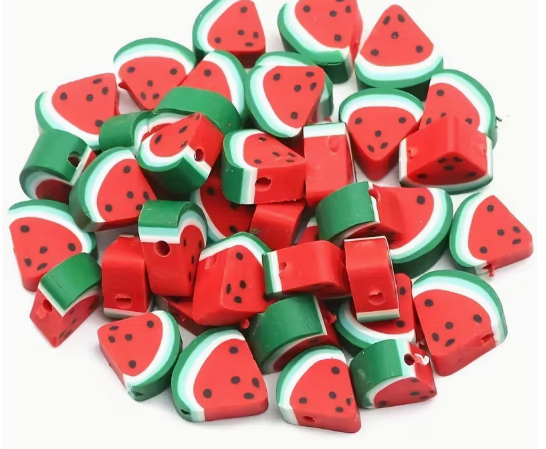 Multimate Watermelon Style Polymer Clay Beads, 10mm, Pack of 100