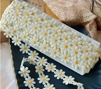 Multimate Embroidered Daisy Lace for Crafts, 182 cm in Length.