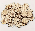 Multimate Wooden Flowers for Crafts, 2 cm in Sizes, Pack of 100, Assorted Designs