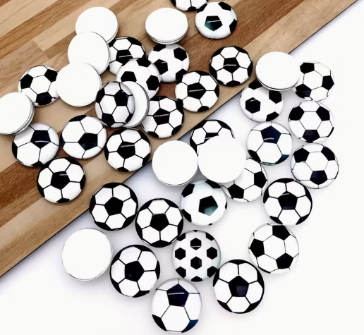 Multimate Round Soccer Ball Flatback Cabochons for Crafts, 12mm, Pack of 20
