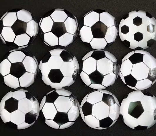 Multimate Round Soccer Ball Flatback Cabochons for Crafts, 12mm, Pack of 20