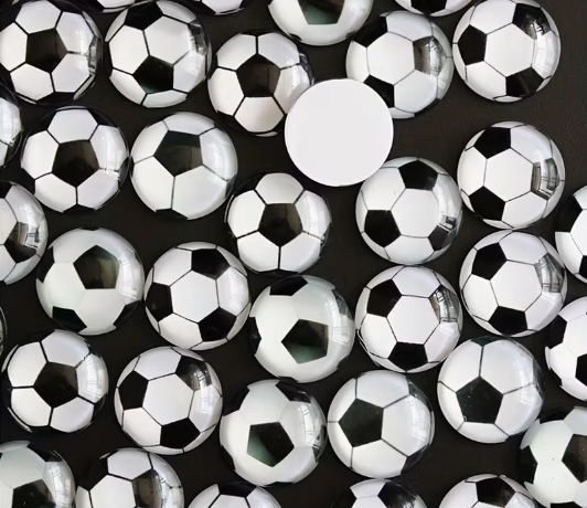 Multimate Round Soccer Ball Flatback Cabochons for Crafts, 12mm, Pack of 20