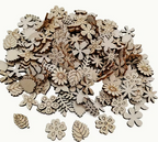 Multimate Wooden Flowers for Crafts, 2 cm in Sizes, Pack of 100, Assorted Designs