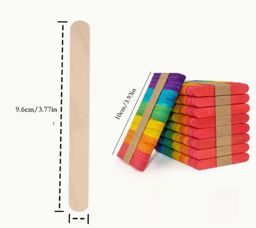 Multimate Multicoloured Craft Sticks, 9.58 cm X 3.93 cm, Pack of 150