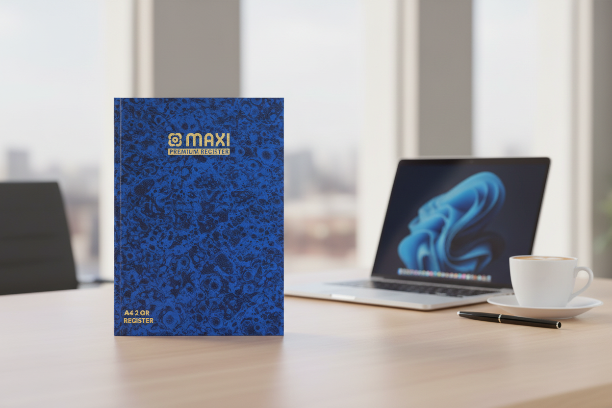 Maxi Register Book A4 2 QR, 60GSM, 96 Sheets, Classic Blue