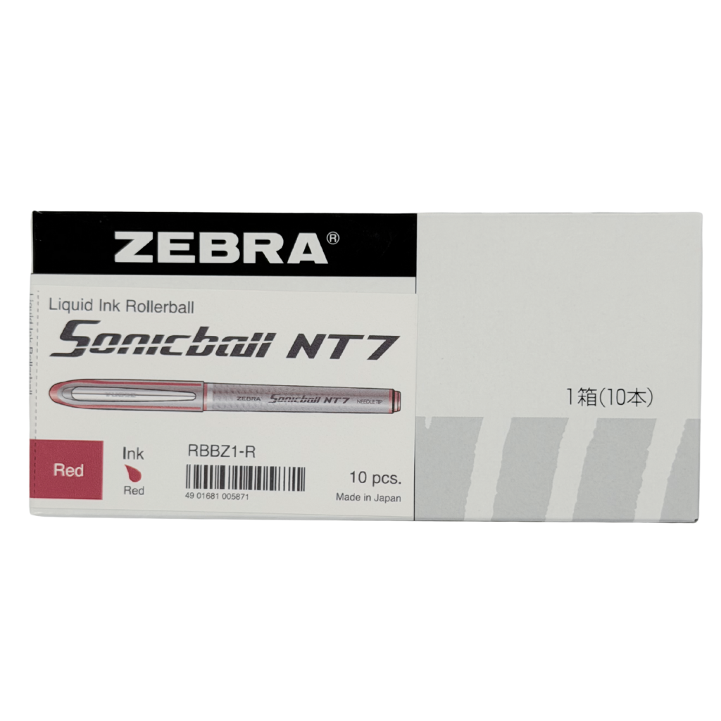 Zebra Sonicball Pen NT7 , 0.7 mm, Needle Tip, Box of 10, Black, Red, and Blue