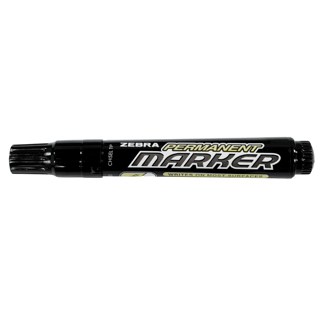 Zebra Permanent Marker, Chisel Nib, Box of 12, Black