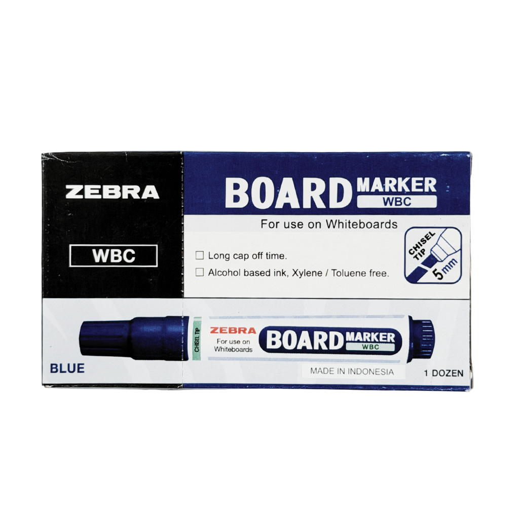 Zebra Whiteboard Marker, Chisel Nib, Box of 12, Blue