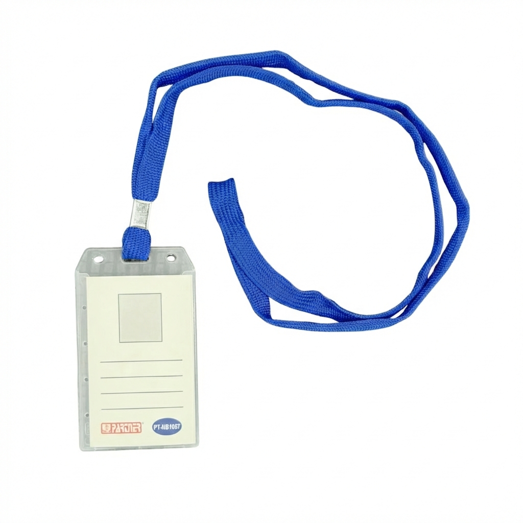 Partner Name Badge, PVC, Clear, Portrait Layout, Assorted Colored Lanyards