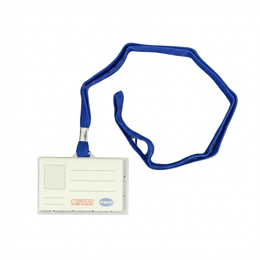 Partner Name Badge, PVC, Clear, Landscape Layout, Assorted Colored Lanyards