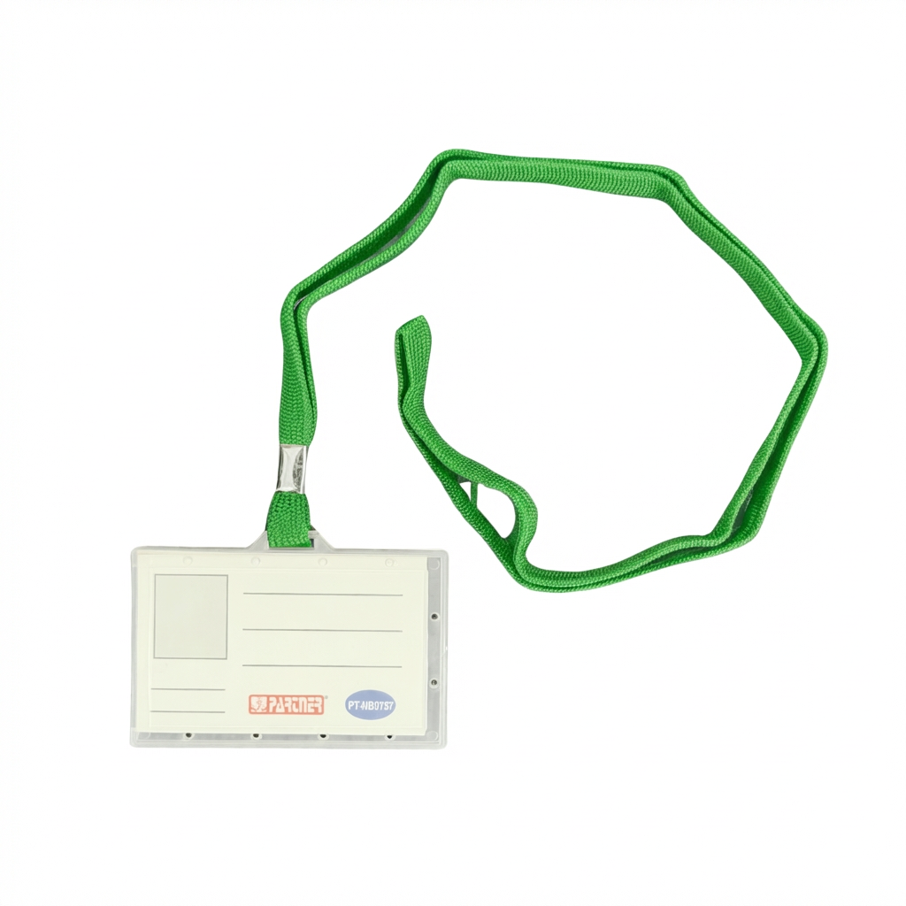 Partner Name Badge, PVC, Clear, Landscape Layout, Assorted Colored Lanyards