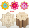 Multimate Flower Shaped Blank Painting Wood Slices, 3.5 inches in Size, Pack of 30